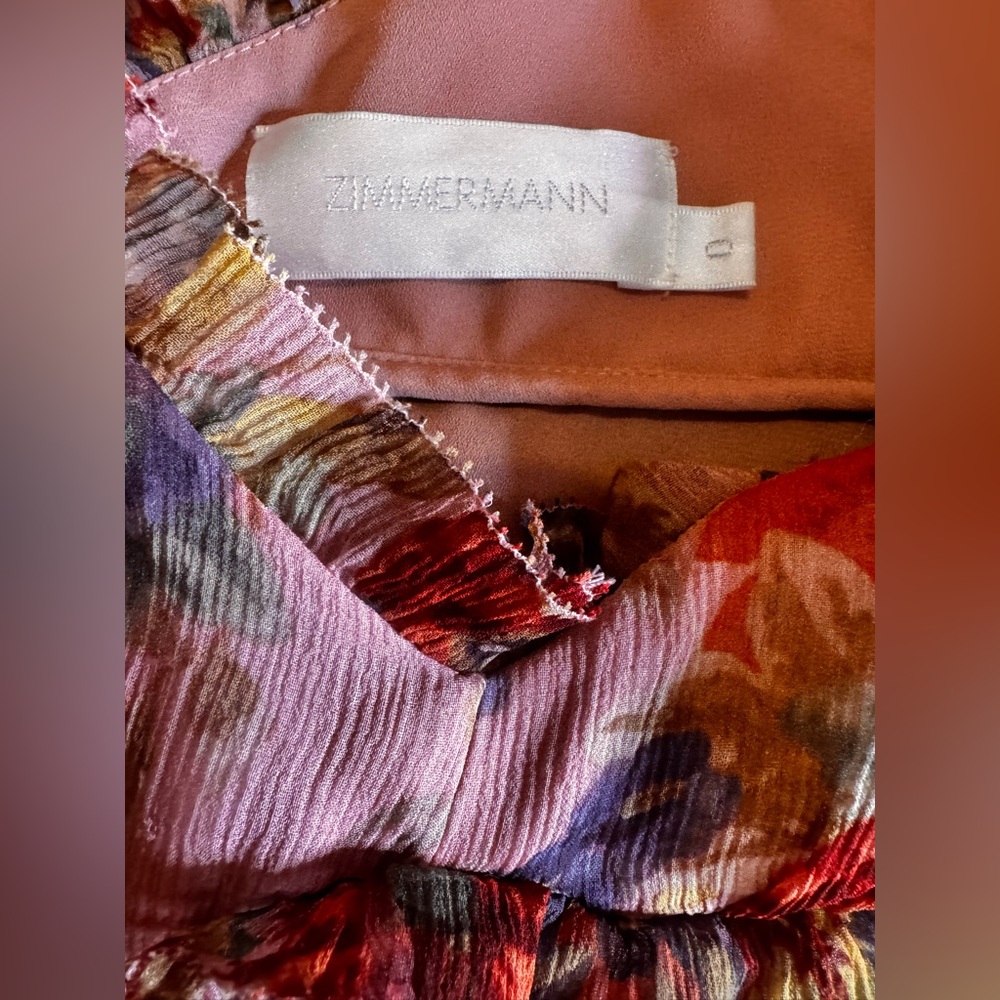 ZIMMERMANN Lovelorn Sleeveless Ruffle Mini Dress In Pink Floral. Size 0/XS - Picture 9 of 11